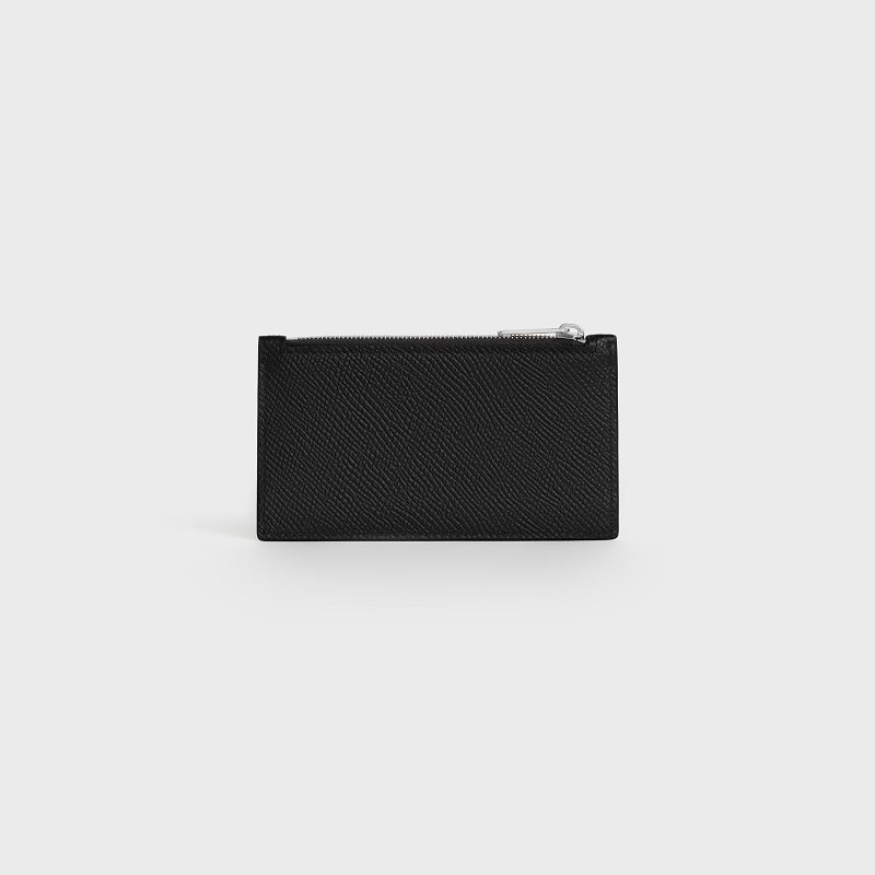 Black Celine Zipped compact in Grained calfskin Card Holders | CL-591810