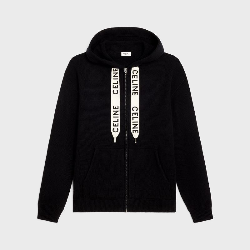 Black Celine hooded in wool and cashmere Sweatshirts | CL-592115