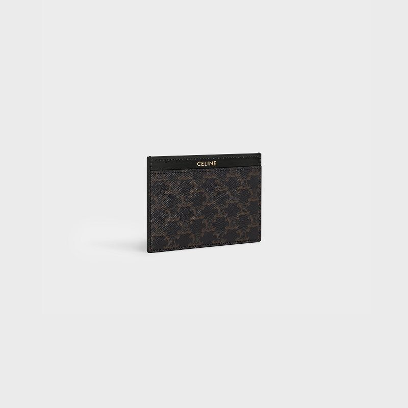 Black Celine in Triomphe canvas and calfskin Card Holders | CL-591800