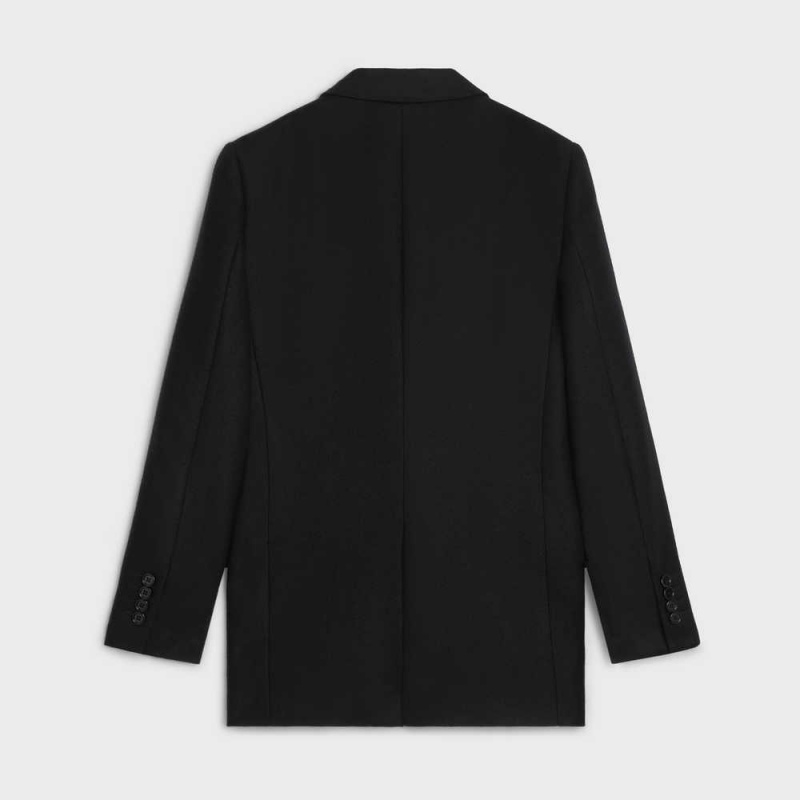 Black Celine long in cashmere flannel Jackets | CL-592654