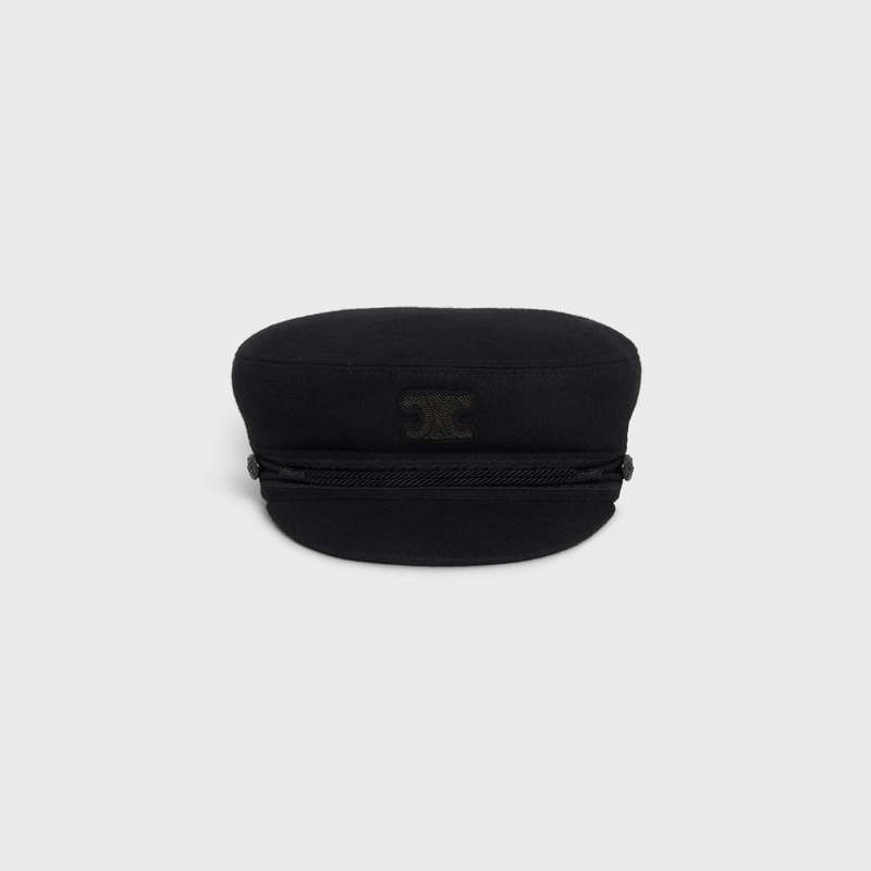 Black Celine triomphe sailor in wool cloth Cap | CL-591724