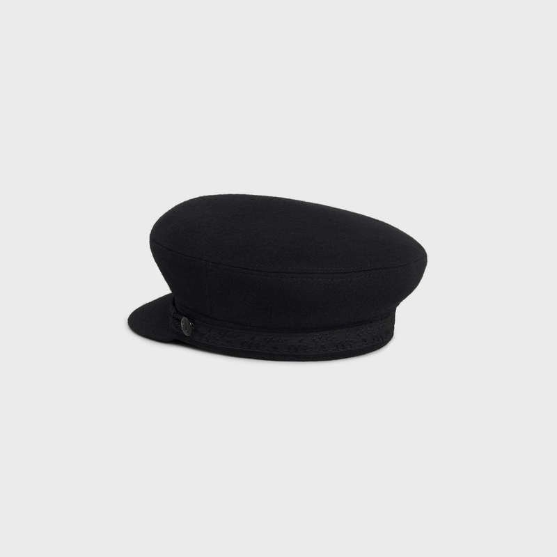 Black Celine triomphe sailor in wool cloth Cap | CL-591724