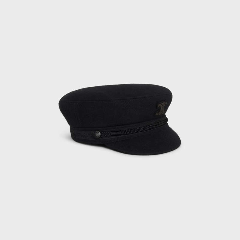 Black Celine triomphe sailor in wool cloth Cap | CL-591724