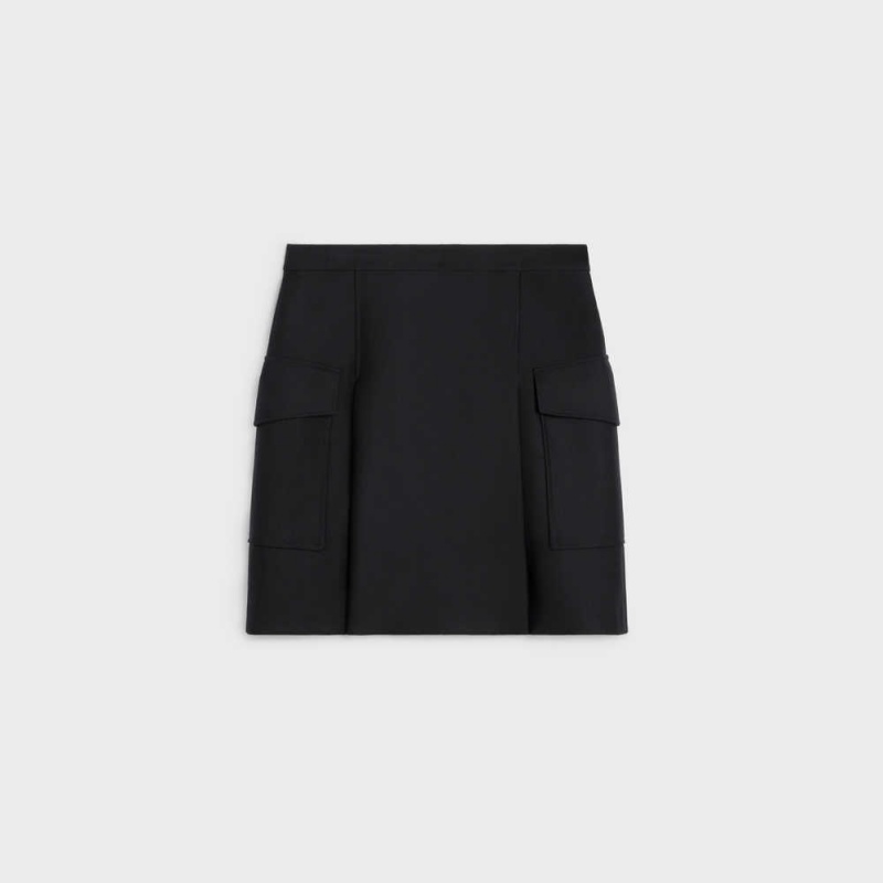 Black Celine with patch pockets in mohair wool Skirts | CL-592870