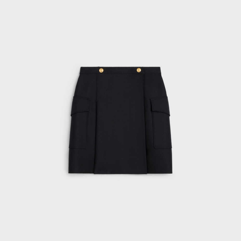 Black Celine with patch pockets in mohair wool Skirts | CL-592870