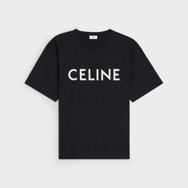 Black / white Celine LOOSE IN COTTON JERSEY T-shirts | CL-592793