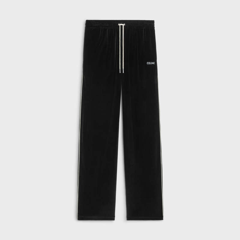 Black / white Celine straight track in velvet jersey Pants | CL-592038