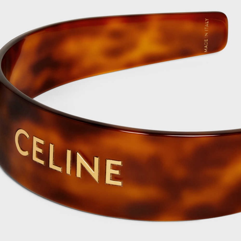 Blond Havana / Gold Celine Headband in Blond Havana Acetate and Brass with Gold finish Hair Accessories | CL-592337