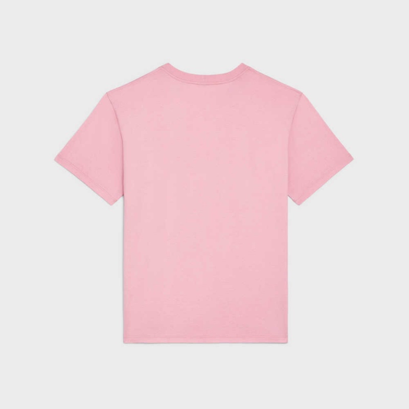 Blossom pink/ off white Celine LOOSE IN COTTON JERSEY T-shirts | CL-592794