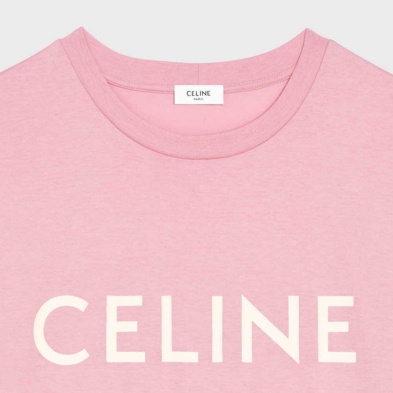 Blossom pink/ off white Celine LOOSE IN COTTON JERSEY T-shirts | CL-592794