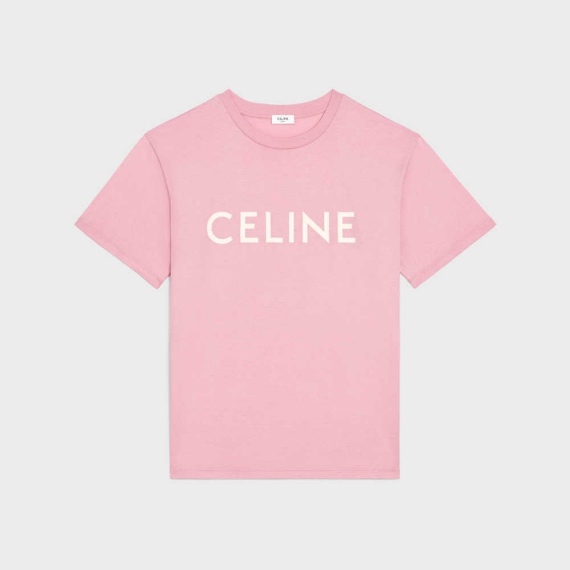 Blossom pink/ off white Celine LOOSE IN COTTON JERSEY T-shirts | CL-592794