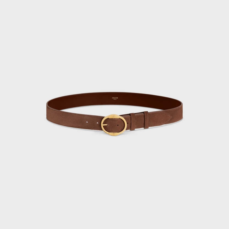 Brown Celine LARGE TWIN TRIOMPHE in SUEDE CALFSKIN Belts | CL-592447