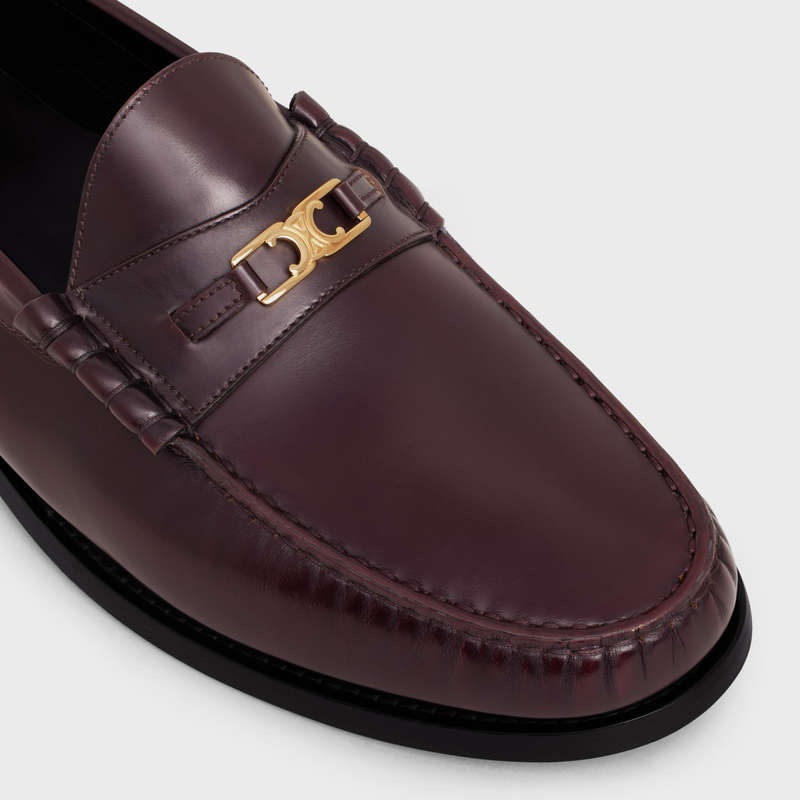 Burgundy Celine LUCO Triomphe in POLISHED BULLSKIN Loafers | CL-591885