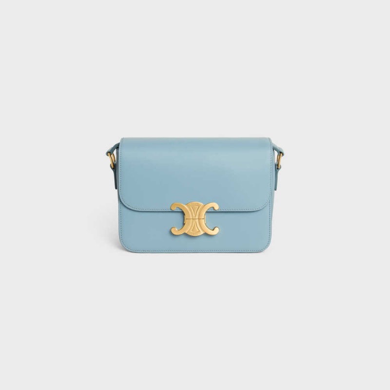 California Blue Celine Teen Bag in shiny calfskin Triomphe | CL-593201