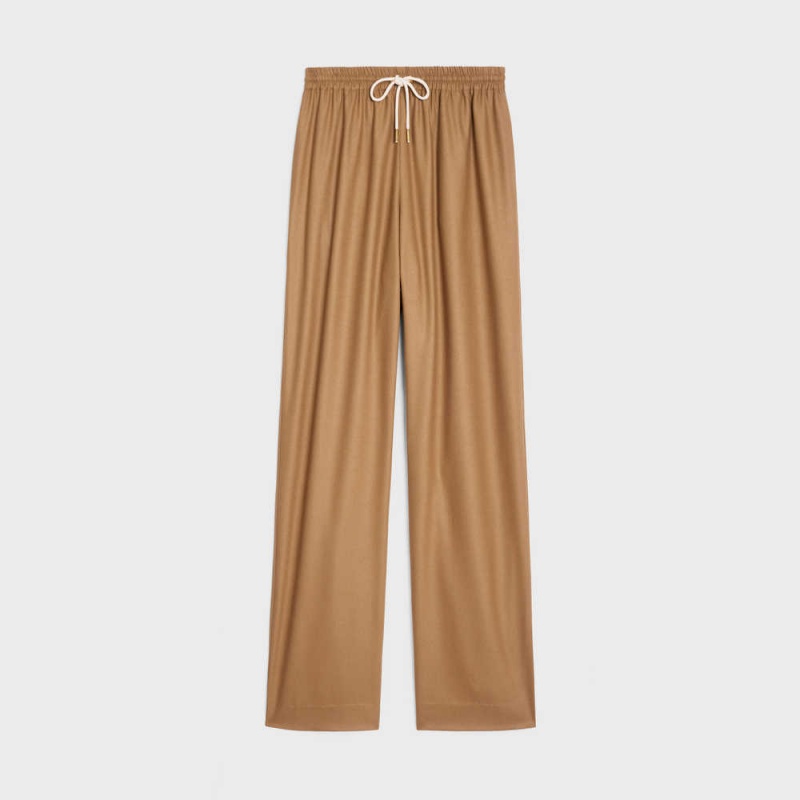 Camel Celine straight jogging in cashmere flannel Pants | CL-592752