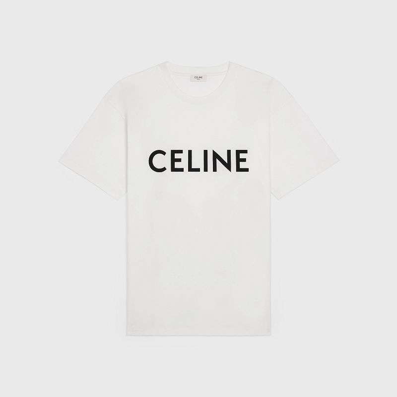 Chalk / Black Celine LOOSE IN COTTON JERSEY T-shirts | CL-592139