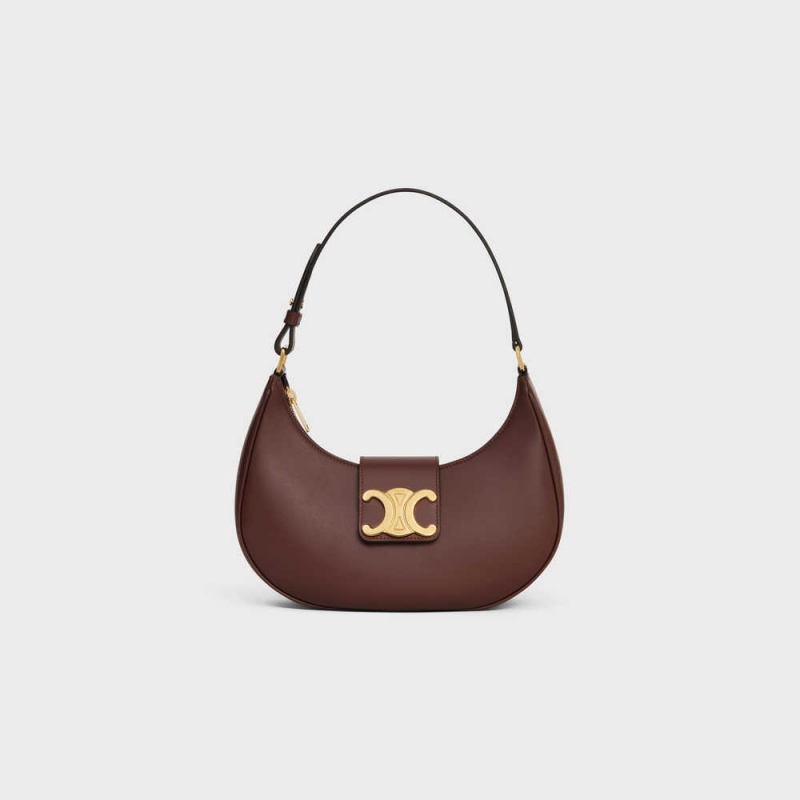 Chestnut Celine Ava Soft Bag in Smooth Calfskin Triomphe | CL-593173