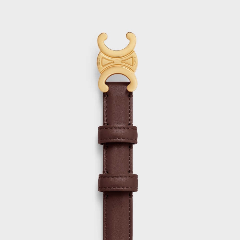 Chestnut Celine Small Triomphe in Taurillon Leather Belts | CL-592464