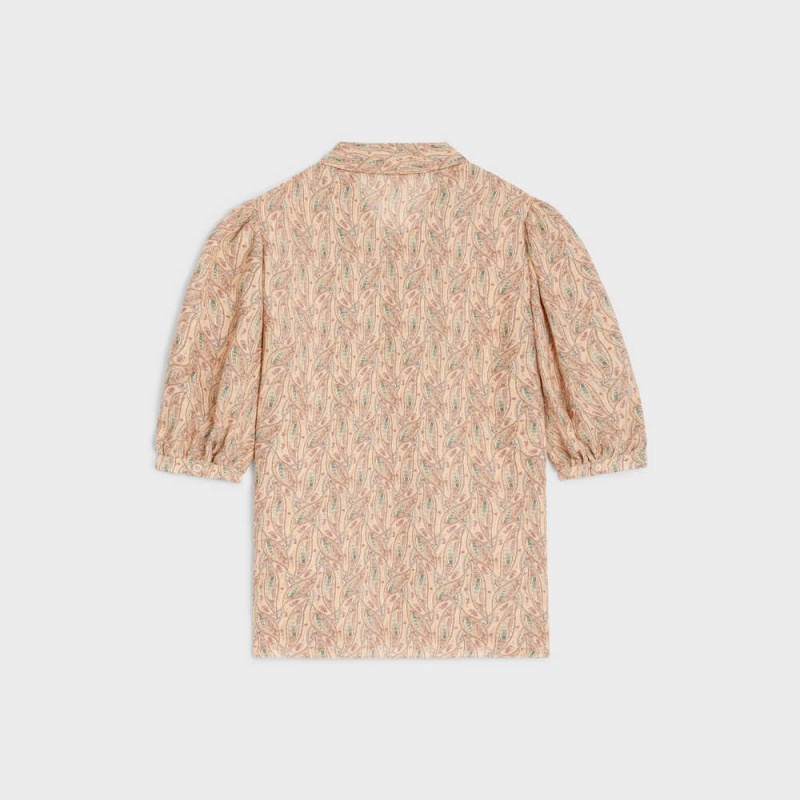 Craie/Abricot/Bleu Celine Lavallière blouse in silk georgette Shirts | CL-592819