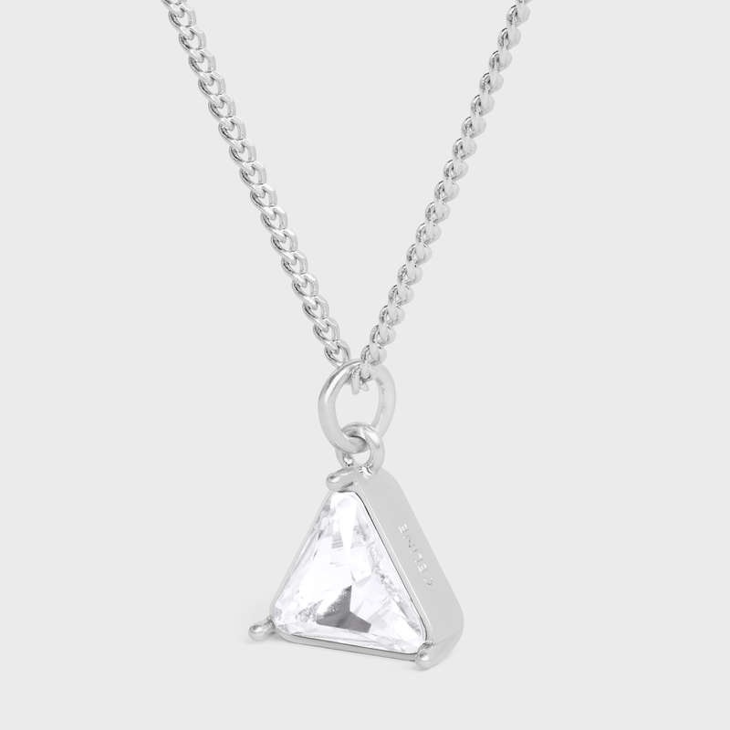 Crystal Celine Boy Doll Triangle in Brass with Rhodium Finish and Strass Necklaces | CL-591663