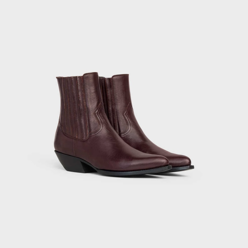 Dark Burgundy Celine Chelsea Cruiser in Calfskin Boots | CL-592488