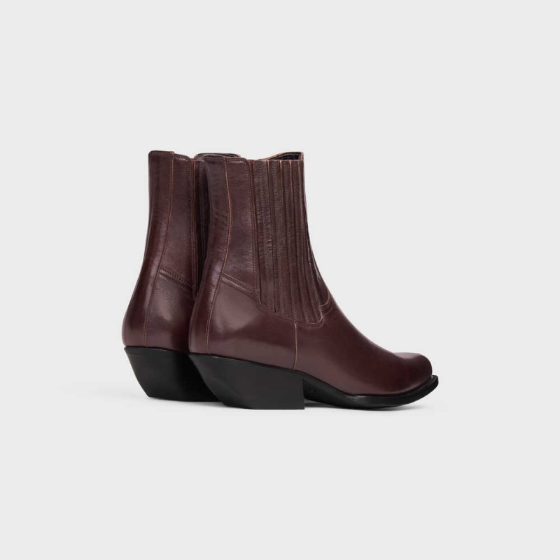 Dark Burgundy Celine Chelsea Cruiser in Calfskin Boots | CL-592488