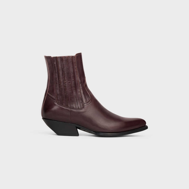 Dark Burgundy Celine Chelsea Cruiser in Calfskin Boots | CL-592488