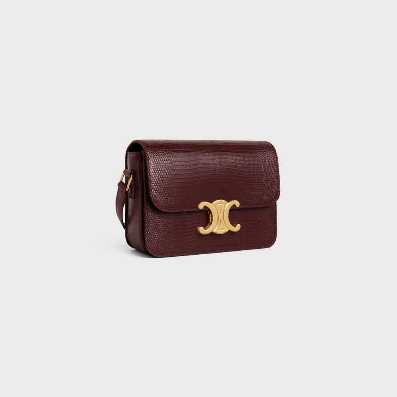 Dark Burgundy Celine Teen Bag in lizard Triomphe | CL-593214