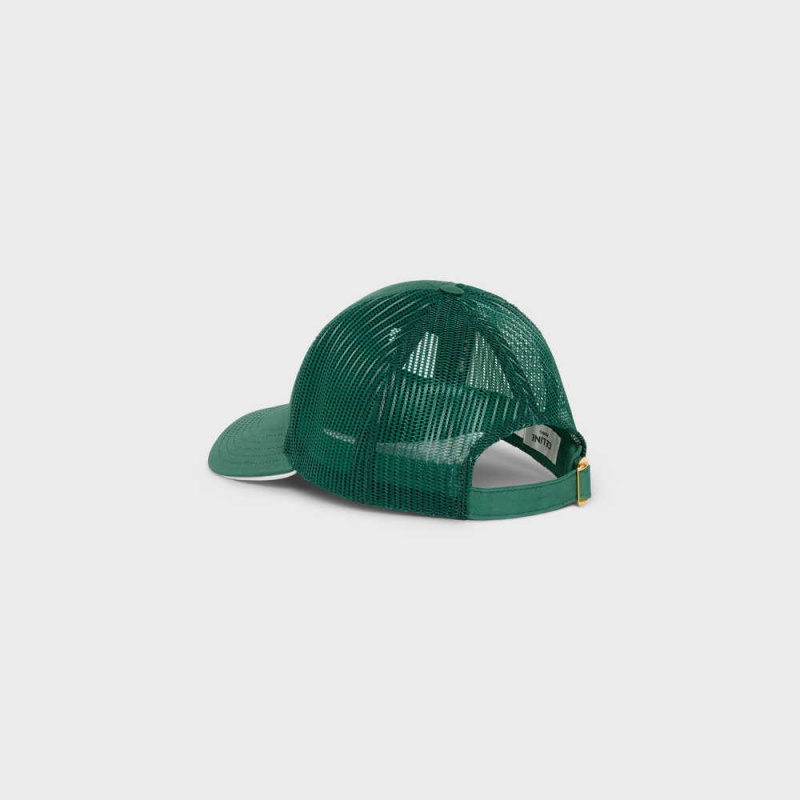 Dark Green / White Celine BASEBALL IN COTTON Cap | CL-592354