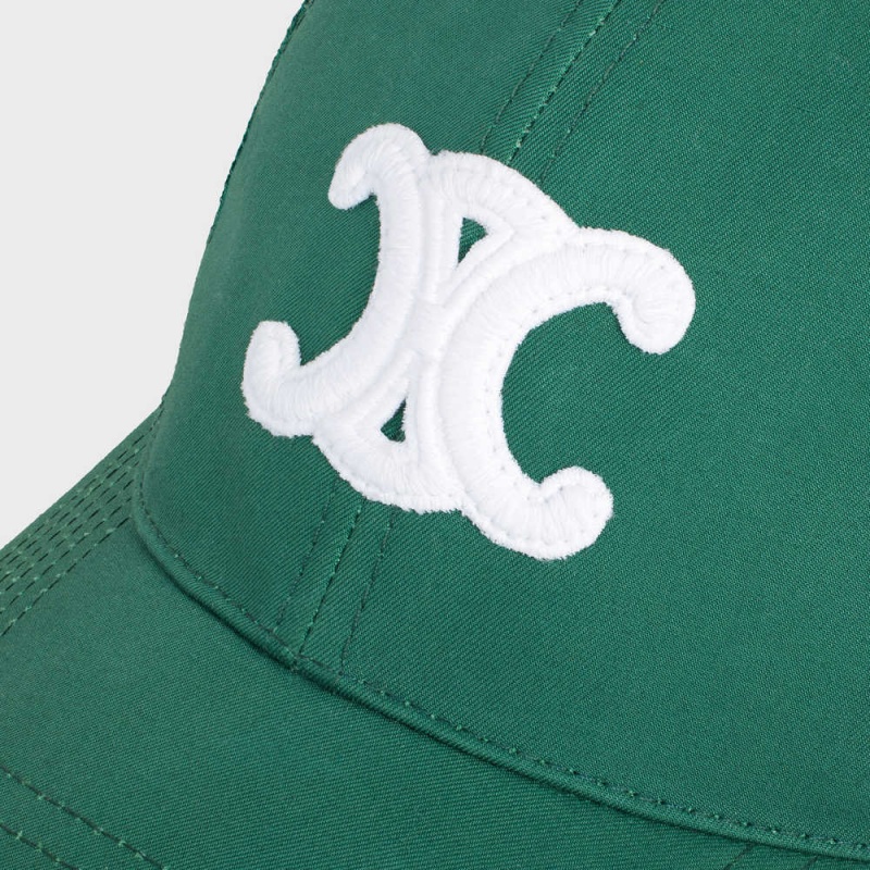 Dark Green / White Celine BASEBALL IN COTTON Cap | CL-592354