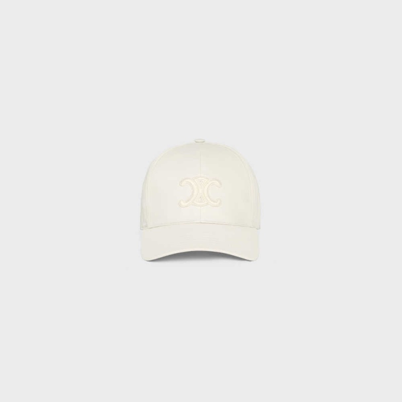 ECRU Celine TRIOMPHE BASEBALL IN COTTON Cap | CL-592357