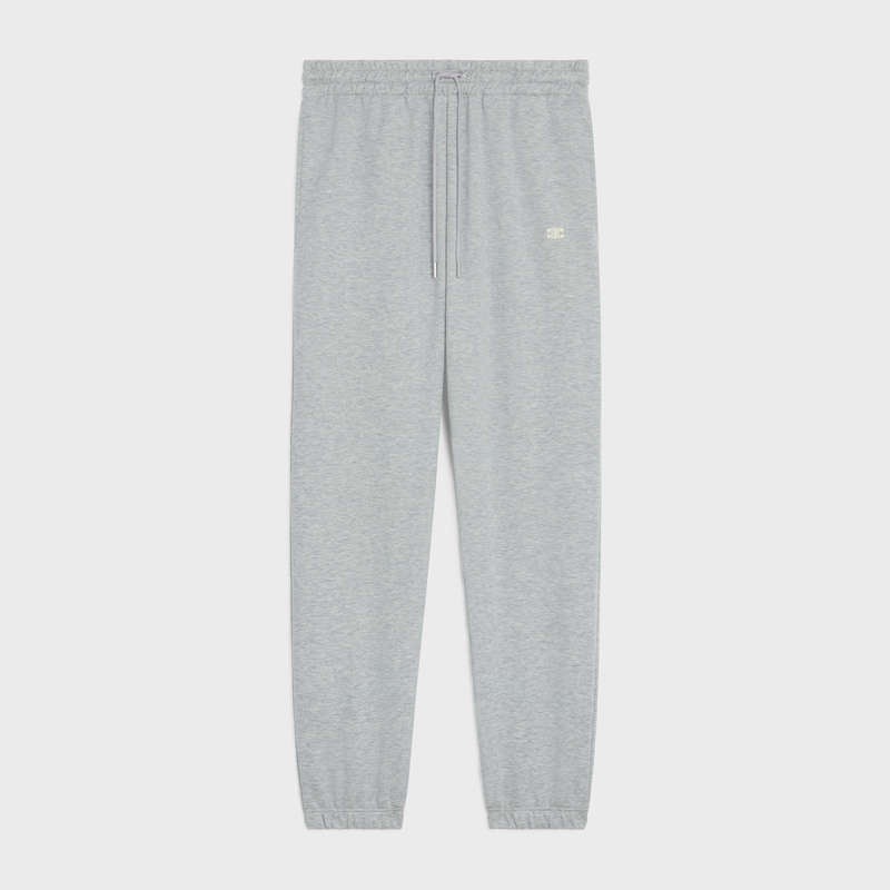 GREY / OFF WHITE Celine triomphe track in cotton and cashmere Pants | CL-592033