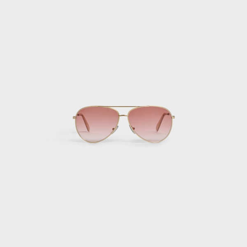 Gold/Gradient Pink Celine Metal Frame 02 in metal Sunglasses | CL-592411