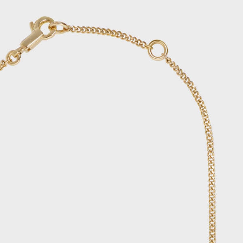 Gold Celine Alphabet A in Brass with Gold finish Necklaces | CL-592264