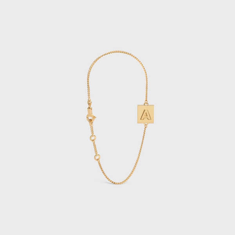 Gold Celine Alphabet A in Brass with Gold finish Bracelets | CL-592238