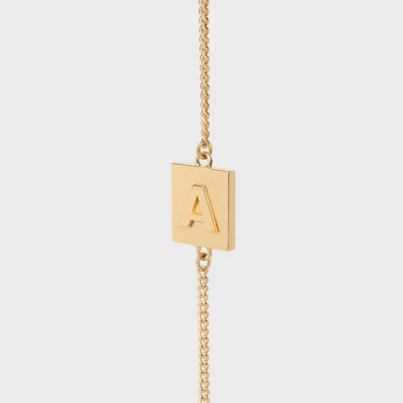 Gold Celine Alphabet A in Brass with Gold finish Bracelets | CL-592238