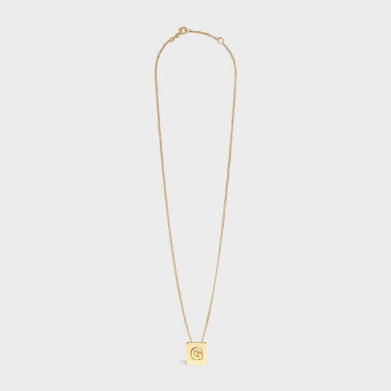 Gold Celine Alphabet G in Brass with Gold finish Necklaces | CL-592270