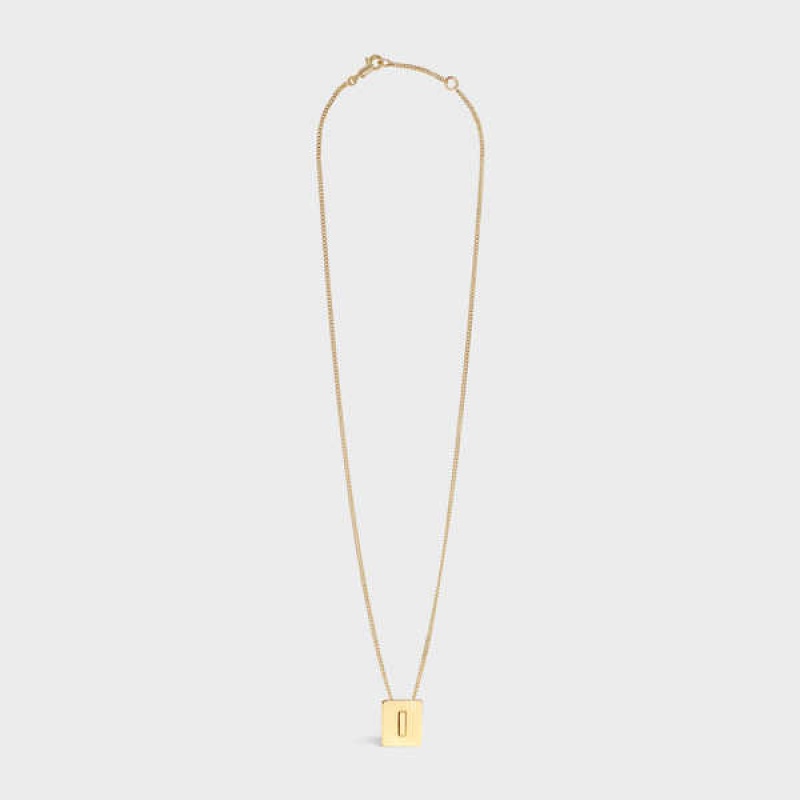 Gold Celine Alphabet I in Brass with Gold finish Necklaces | CL-592272