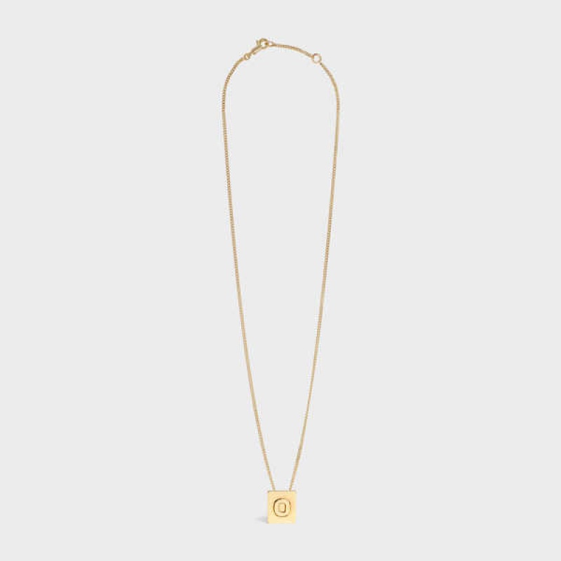 Gold Celine Alphabet O in Brass with Gold finish Necklaces | CL-592278