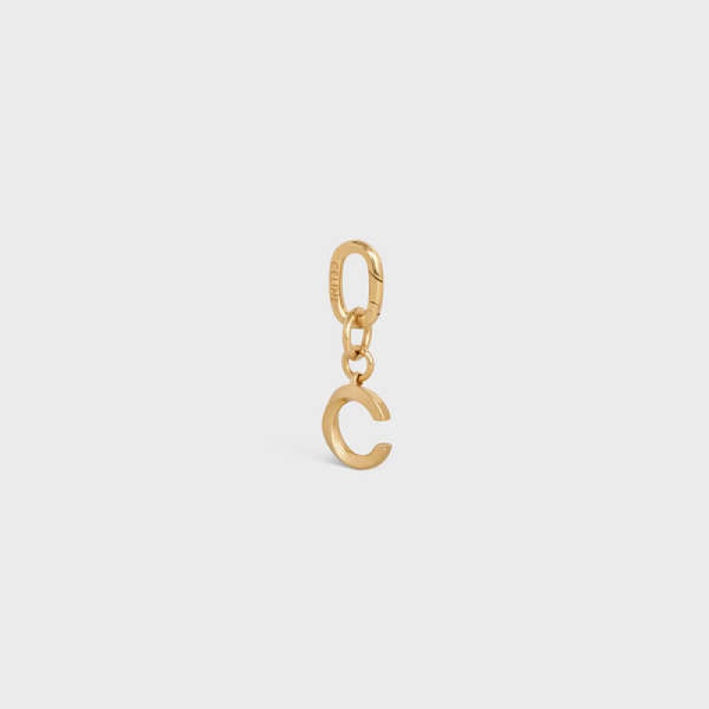 Gold Celine C CHARM in Brass Leather Goods Accessories | CL-592926