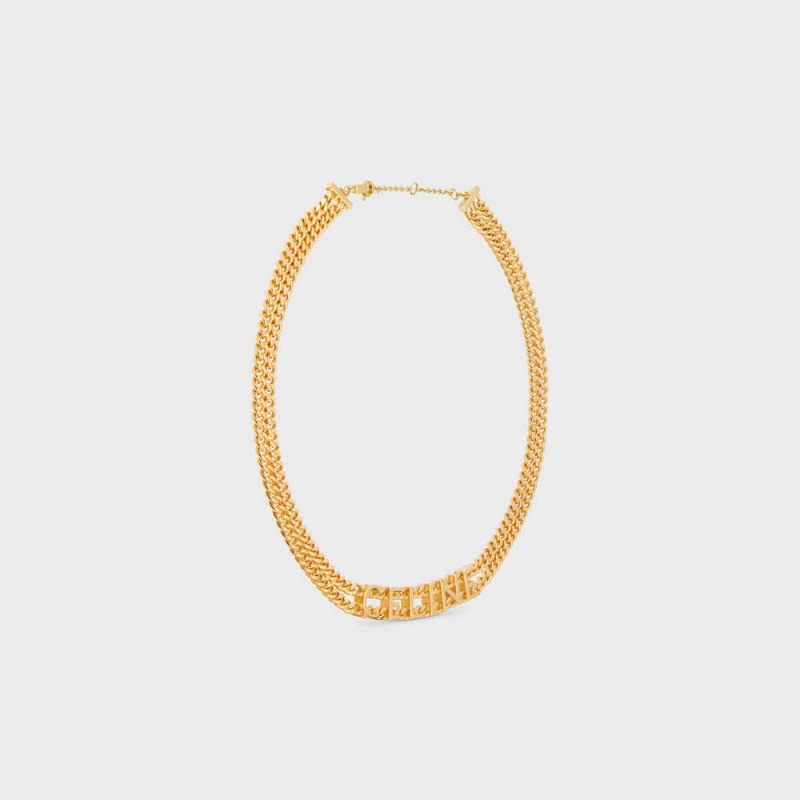 Gold Celine Gourmette in Brass with Gold Finish Necklaces | CL-592253