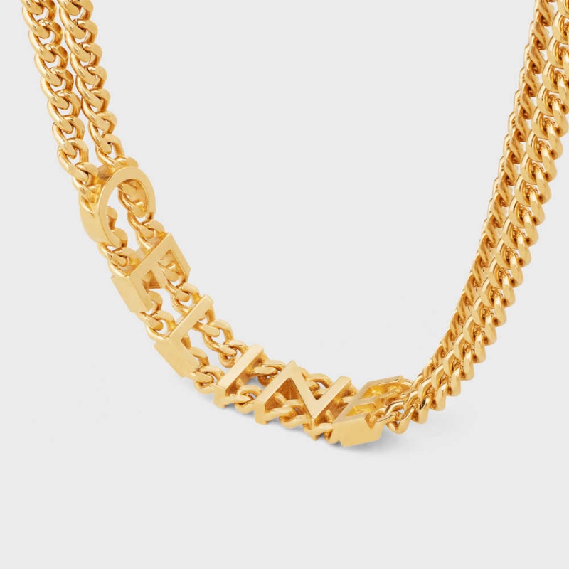 Gold Celine Gourmette in Brass with Gold Finish Necklaces | CL-592253