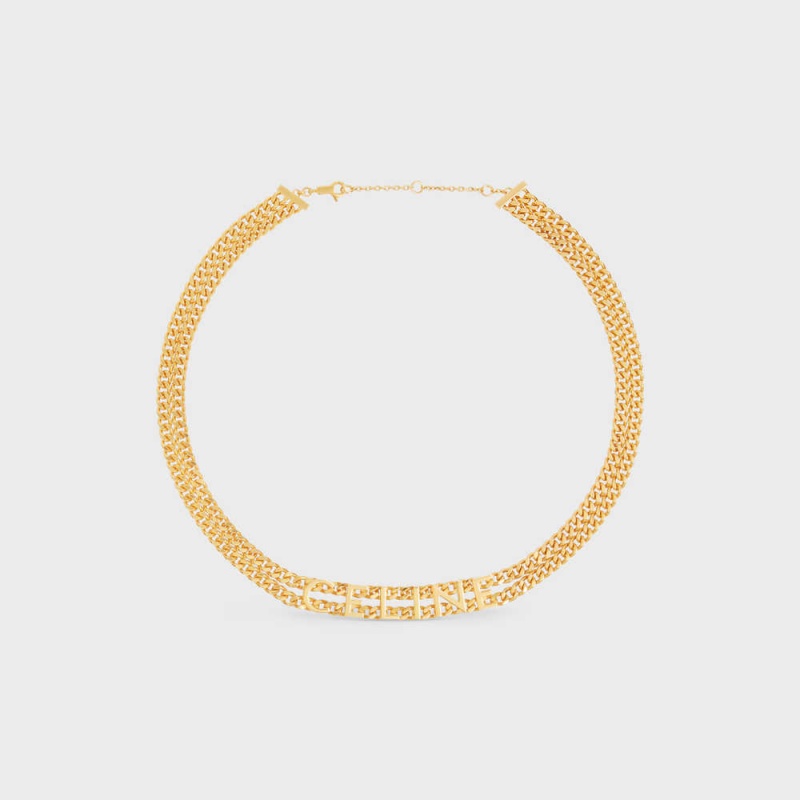 Gold Celine Gourmette in Brass with Gold Finish Necklaces | CL-592253