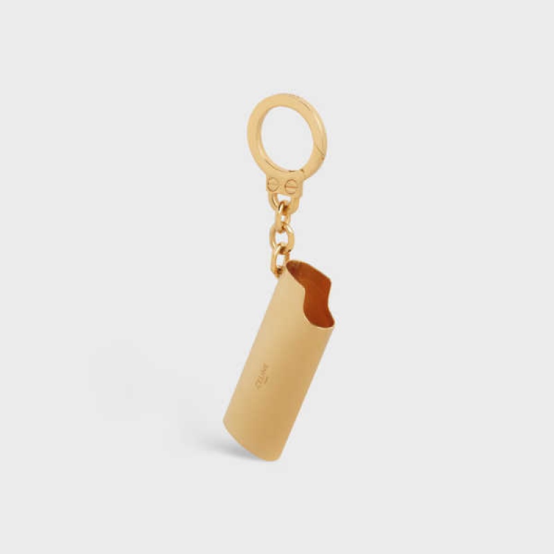 Gold Celine LIGHTER CASE CHARM in Brass Leather Goods Accessories | CL-592920