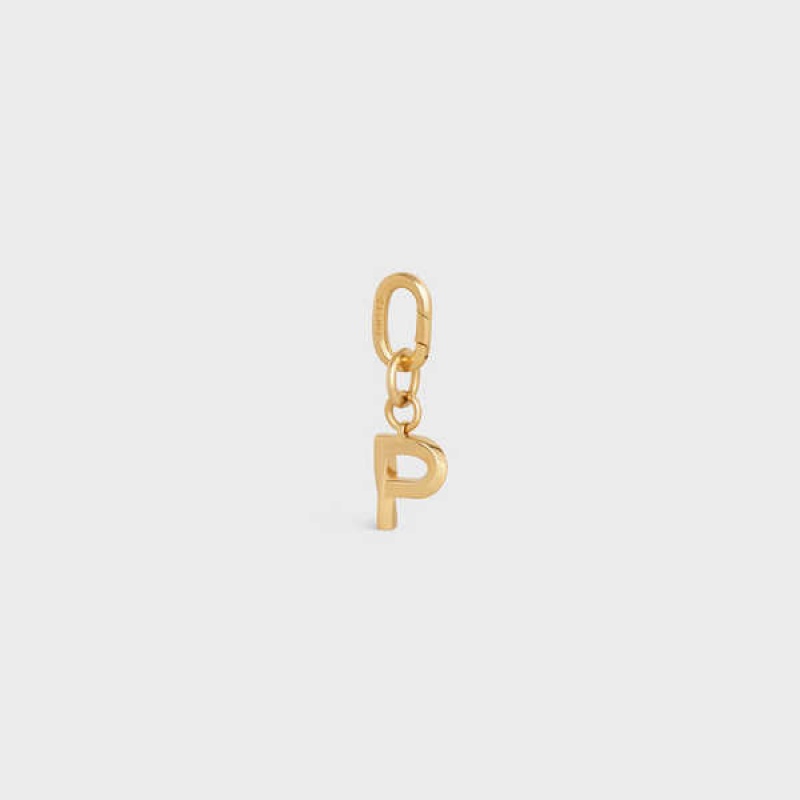 Gold Celine P CHARM in Brass Leather Goods Accessories | CL-592935