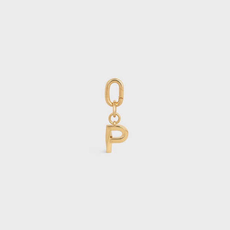 Gold Celine P CHARM in Brass Leather Goods Accessories | CL-592935