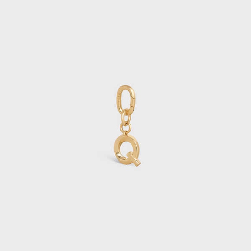 Gold Celine Q CHARM in Brass Leather Goods Accessories | CL-592936