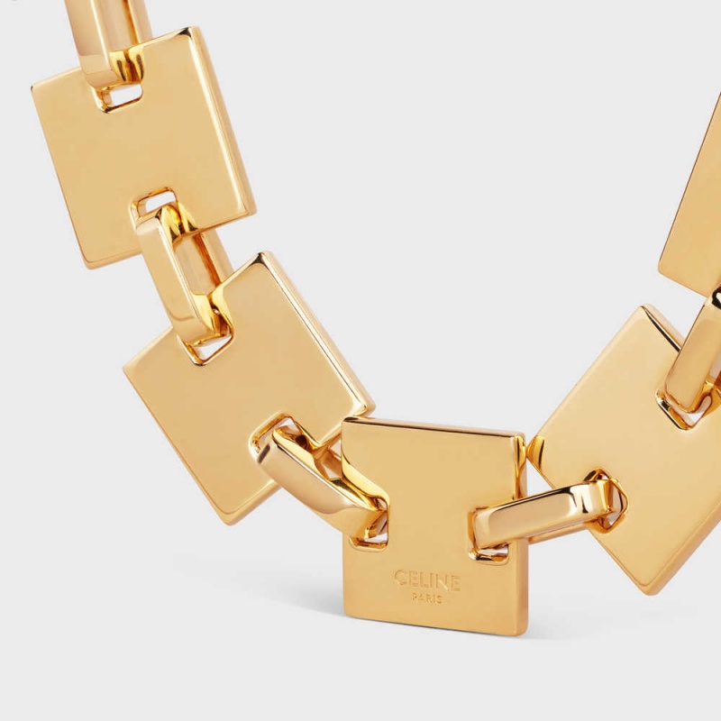 Gold Celine Square in Brass with Gold Finish Necklaces | CL-592252