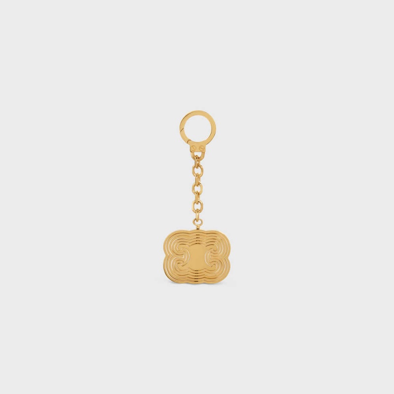 Gold Celine TRIOMPHE HELIX CHARM in Brass Leather Goods Accessories | CL-592917