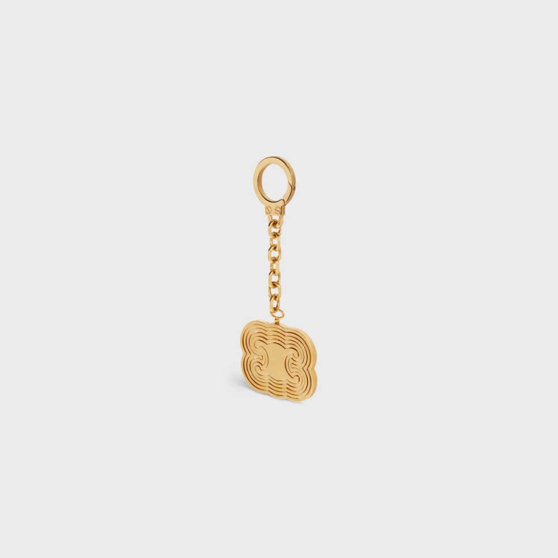 Gold Celine TRIOMPHE HELIX CHARM in Brass Leather Goods Accessories | CL-592917